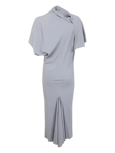 Rick Owens Draped Midi Dress In Gray