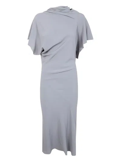 Rick Owens Draped Midi Dress In Gray