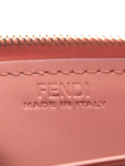 Pre-owned Fendi 2010-2025 Mini Leather Ff Diamond Zip Around Wallet Small Wallets In Pink