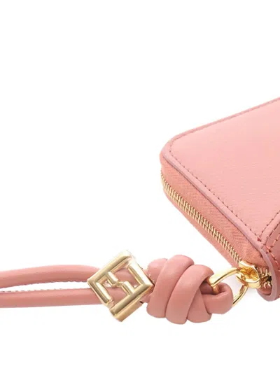 Pre-owned Fendi 2010-2025 Mini Leather Ff Diamond Zip Around Wallet Small Wallets In Pink