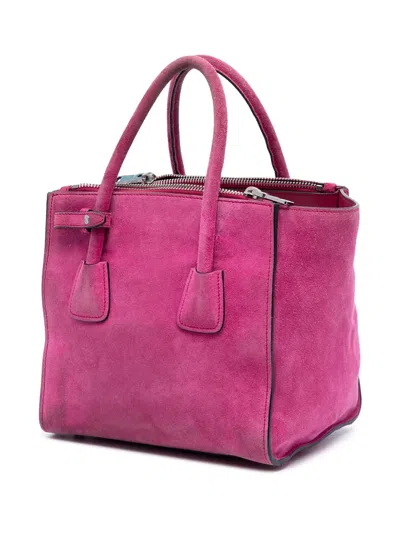 Pre-owned Prada 2000-2025 Small Scamosciato Twin Pocket Satchel In Pink