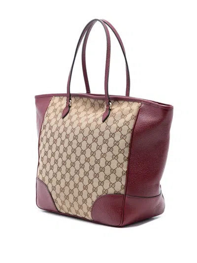 Pre-owned Gucci 2016-2025 Gg Canvas Bree Tote Bag In Brown