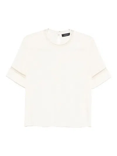 Fabiana Filippi Short Sleeved Embellished Detail T-shirt In Neutral