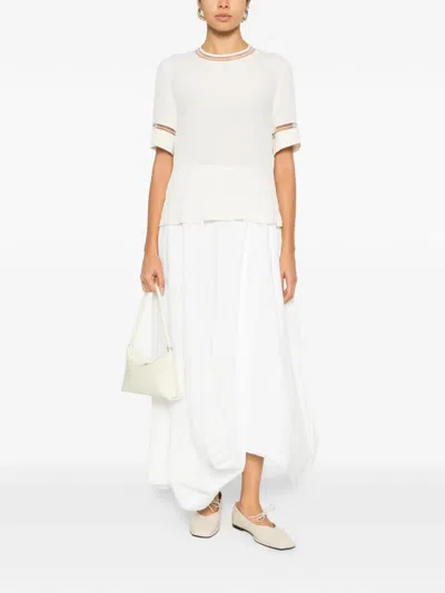 Fabiana Filippi Short Sleeved Embellished Detail T-shirt In Neutral