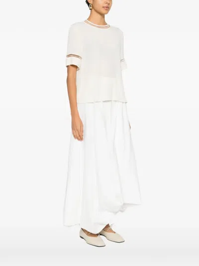 Fabiana Filippi Short Sleeved Embellished Detail T-shirt In Neutral
