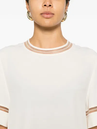 Fabiana Filippi Short Sleeved Embellished Detail T-shirt In Neutral