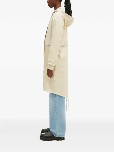 Rains String Drawstring Hooded Parka In Neutral