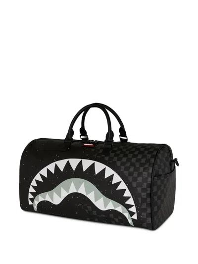 Sprayground Deep Space Drip Shark Checkerboard Holdall In Black