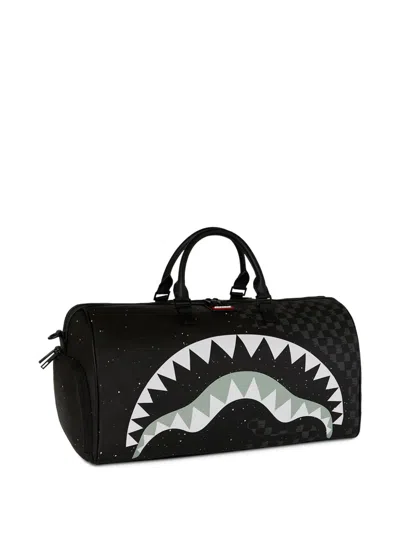 Sprayground Deep Space Drip Shark Checkerboard Holdall In Black