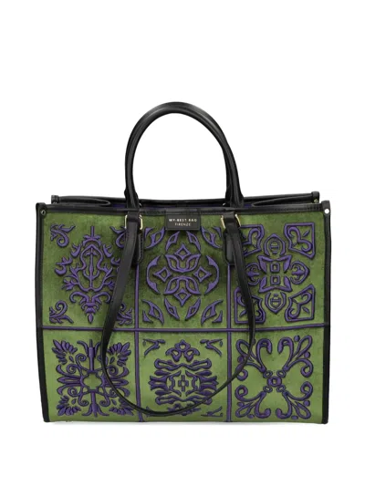 My Best Bag Embroidered Tote Bag In Green