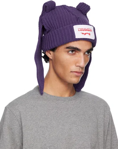 Charles Jeffrey Loverboy Purple Chunky Rabbit Beanie In Purple