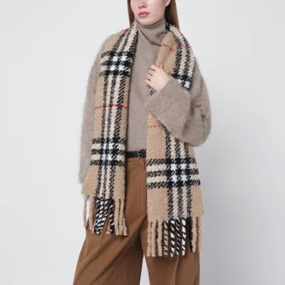 Burberry Check-pattern Scarf In Wool And Alpaca In Sand