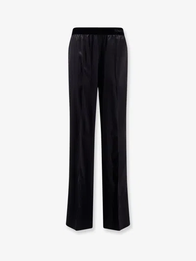 Tom Ford Stretch Silk Satin Pj Pants Trousers Black In Black