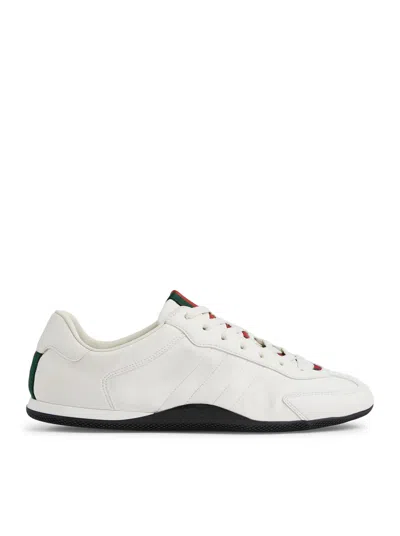 Gucci White Calf Leather Bos Taurus Low Top Sneakers In Neutral