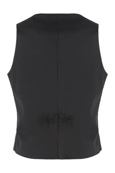 0205 Tagliatore Gilet In Wool Mix In Black