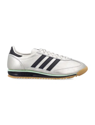 Adidas Originals Sl 72 Og Three-stripe Metallic-leather Sneakers In Silver