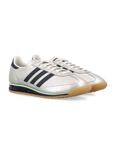 Adidas Originals Sl 72 Og Three-stripe Metallic-leather Sneakers In Silver