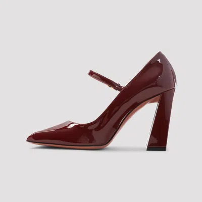 Amina Muaddi Wine Red Patent Leather Charlotte Mary Jane 45 Pumps In Burgundy