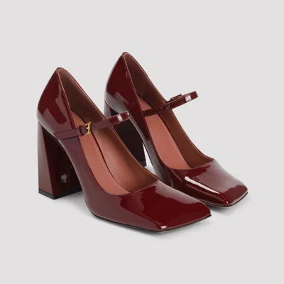 Amina Muaddi Wine Red Patent Leather Charlotte Mary Jane 45 Pumps In Burgundy