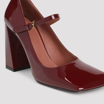 Amina Muaddi Wine Red Patent Leather Charlotte Mary Jane 45 Pumps In Burgundy