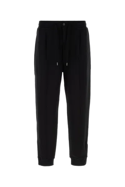 Brunello Cucinelli Cotton Blend Joggers Cuffed Hem Side Pockets In Black