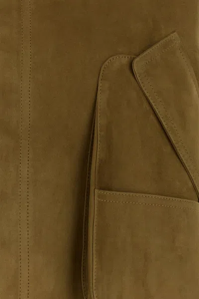 Attico Biscuit Suede Bomber Jacket In Green