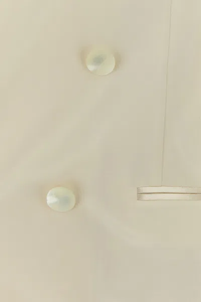 Alberta Ferretti Satin Blazer Double Breasted Button Detailing Pockets In Neutral