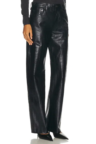 Agolde Arc Croc-effect Barrel-leg Pants In Brown