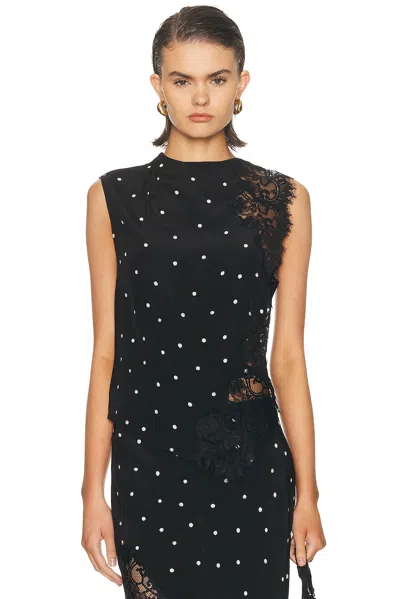 A.l.c Gracie Polka Dot Crepe And Lace Top In Black Cream In Black