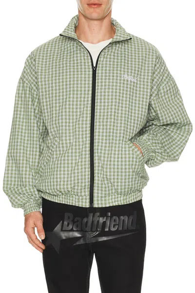 Badfriend Gingham Plaid Full Zip Jacket In Green
