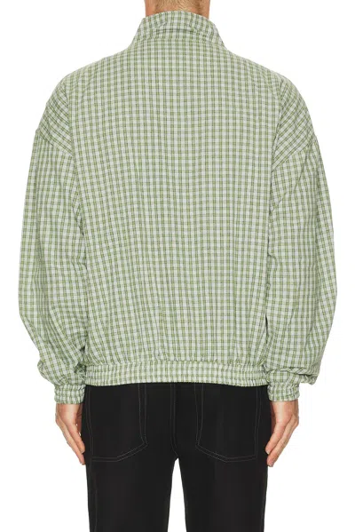 Badfriend Gingham Plaid Full Zip Jacket In Green
