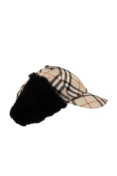 Burberry Check Trapper Visor Cap In Brown