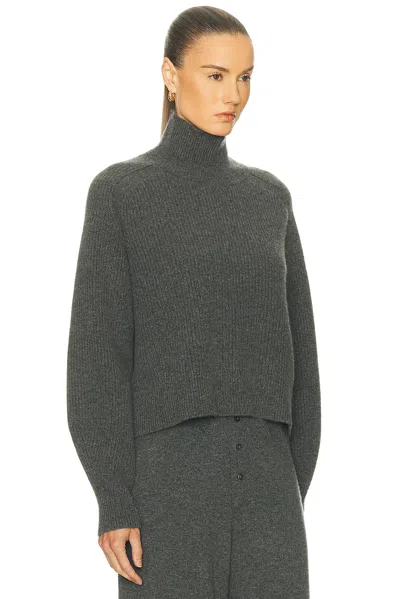 Guest In Residence Cropped Rib Turtleneck Sweater In Gray