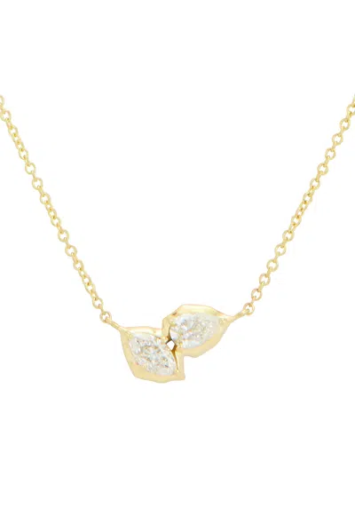 Jade Trau Poppy Two Stone Pendant Necklace In Gold