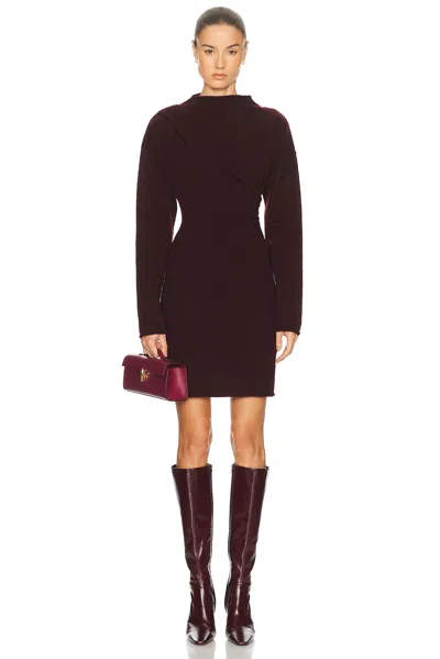 Helmut Lang Slouchy Wool-blend Mini Sweater Dress In Burgundy