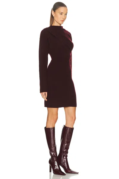 Helmut Lang Slouchy Wool-blend Mini Sweater Dress In Burgundy