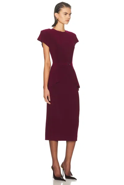 Norma Kamali Cap Sleeve Shoulder Pad Peplum Midcalf Dress In Red