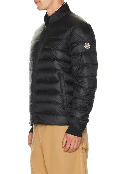 Moncler Micro Rip-stop Biker Jacket In Black