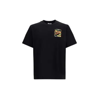 Casablanca Black Crewneck T-shirt With Logo Detail On The Front And Maxi Logo On The Rear In Cotton Man