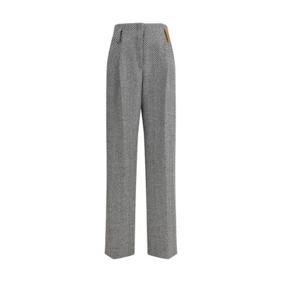 Forte Forte High-waisted Wool Trousers With Chevron Pattern In White
