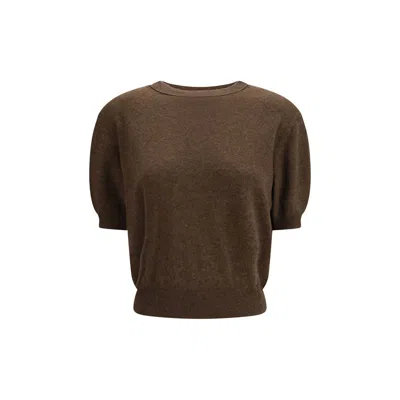 Lisa Yang Brown Fleece Wool T-shirt In Blue