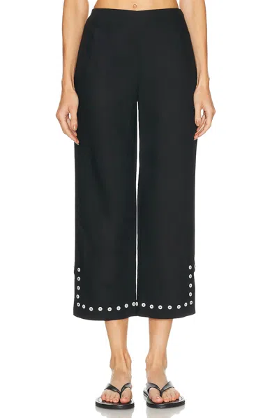Staud Piha Linen-blend Flared Pants In Black