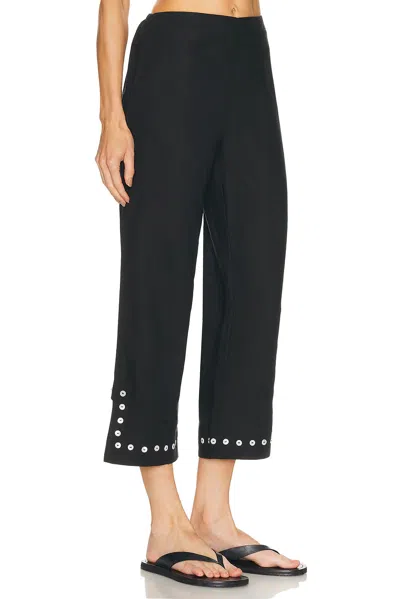 Staud Piha Linen-blend Flared Pants In Black