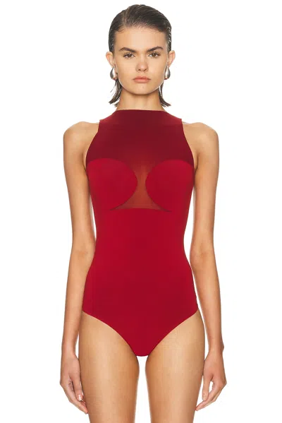 Wolford Bustier String Bodysuit In Red