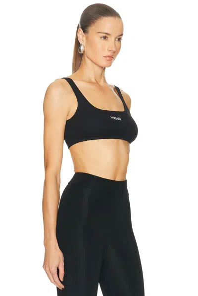 Versace Cotton Rib Bra Top In Black