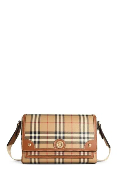 Burberry Womens Briar Brown Check-print Flap-front Woven-blend Cross-body Bag