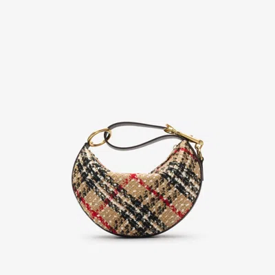 Burberry Knight Arc Boucle Check Shoulder Bag In Brown