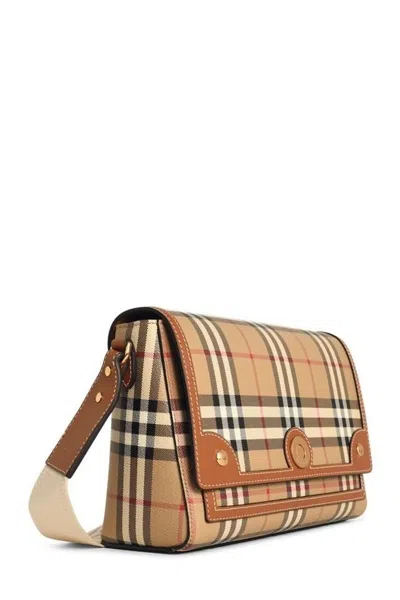 Burberry Womens Briar Brown Check-print Flap-front Woven-blend Cross-body Bag