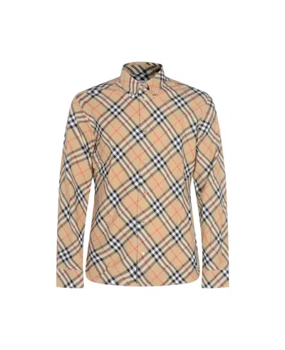 Burberry Button-down Collar Checked Pattern Shirt In Black