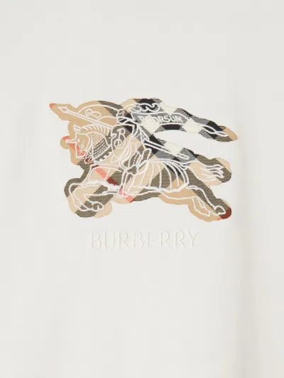 Burberry Equestrian Knight Design Cotton T-shirt In White